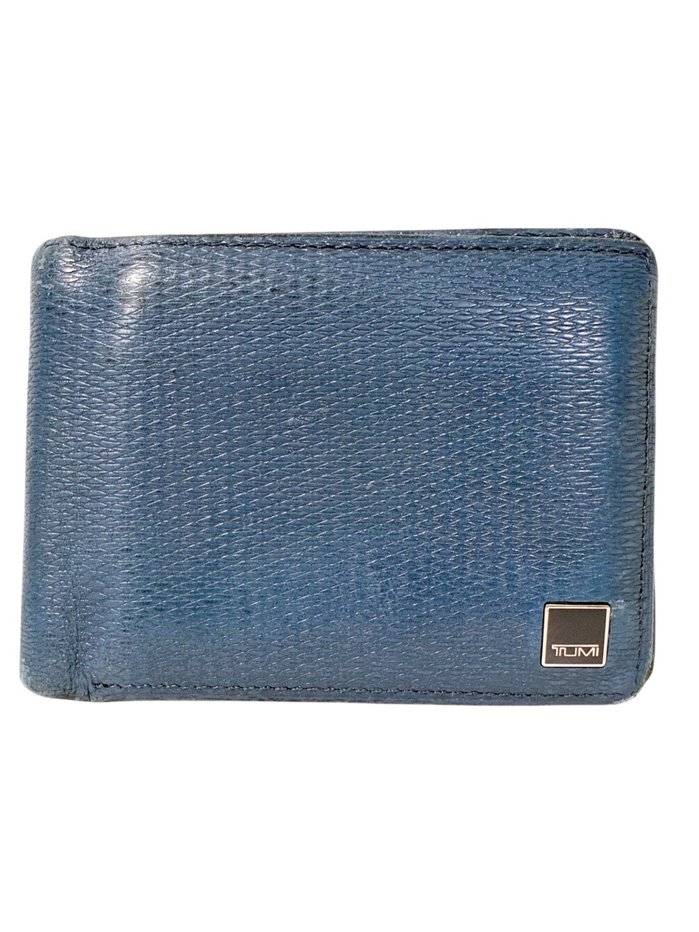 Tumi Blue Leather Mens Bifold Wallet Card Holder